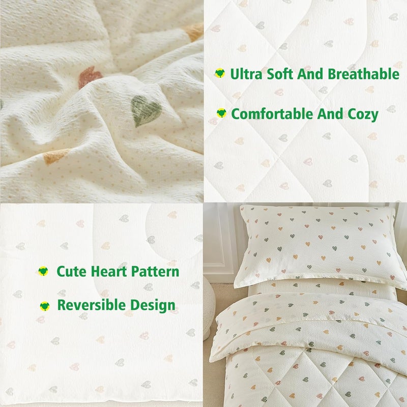 DuShow White Star Toddler Bedding Set,4 Pieces Reversible Toddler Comforter Set,Ultra Soft Crib Bed Set for Girls and Boys,Including Comforter,Sheets and Pillowcase - Image 5